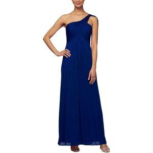 Pleated One Shoulder Formal Evening Dress Gown